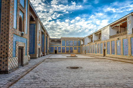 Atrium or the old madrassa in Khiva old town, Uzbekistanの写真素材