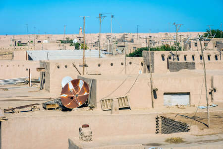 View over mud houses and streets in Khiva old town, Uzbekistanの写真素材