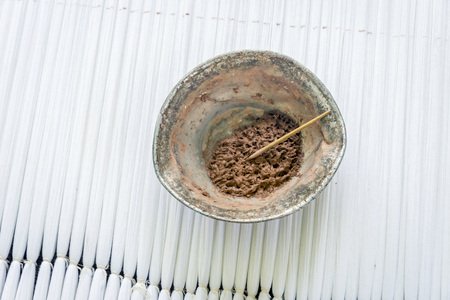 Natural dyes and pigments for silk coloring and fabric production with traditional Uzbek patterns, Uzbekistanの写真素材