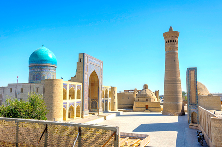 Kalyan minaret and Mir i Arab mosque, Bukhara, Uzbekistanの写真素材