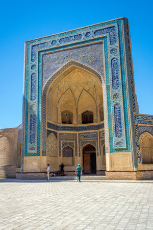 BUKHARA, UZBEKISTAN - SEPTEMBER 4: Entrance to the Kalyan mosque, Bukhara, Uzbekistan. September 2016のeditorial素材