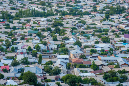 Aerial view over rooftops in Osh city, Kyrgyzstanのeditorial素材
