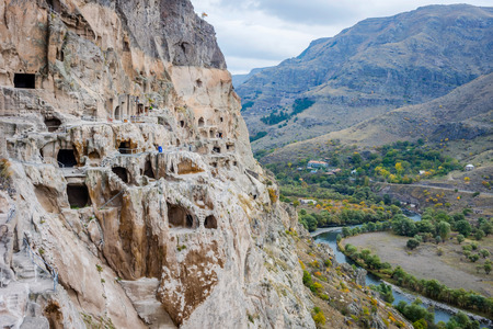 Vardzia, cave monastery by Erusheti Mountain, Georgiaの写真素材