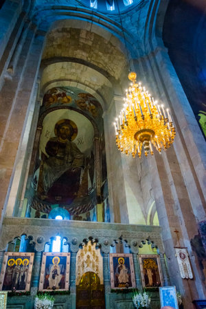 MTSKHETA, GEORGIA - OCTOBER 17: Interior of Svetitskokheli orthodox cathedral from 11th century in Mtskheta. October 2016のeditorial素材