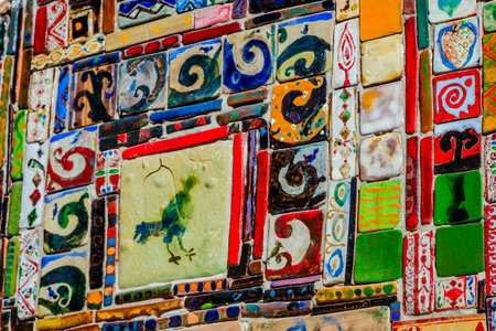Colorful and decorated tiles in Tbilisi old town, Georgiaのeditorial素材