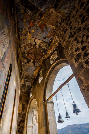 Painted ceiling in the chapel in Vardzia cave monastery, Georgia