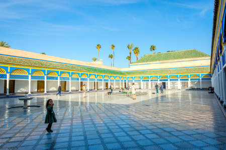MARRAKECH, MOROCCO - DECEMBER 11: Backyard of Bahia palace and set of gardens in Marrakech. December...