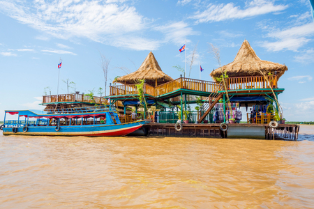 Souvenir shop in Tonle sap floating village, Cambodiaの写真素材
