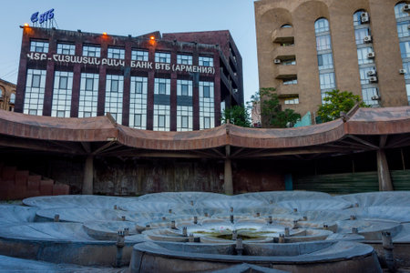 YEREVAN, ARMENIA - AUGUST 2: Fountain by the Republic square metro station, Yerevan, Armenia. August 2017のeditorial素材