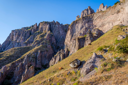 Old Goris town, Armenia with the unique stone formationsの写真素材