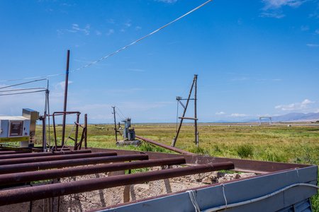 Gas pipes for supply in Vardenis, Armeniaの写真素材