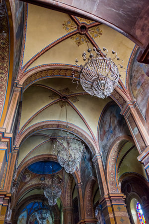 Batumi, Georgia - August 27, 2017: Painted ceiling in Holy mother virgin nativity cathedral in Batumi, Georgiaのeditorial素材