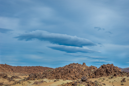 Scenic, unusual and unique volcanic landscape around Teide mountain, Tenerife islandの写真素材