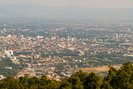 View over Chiang Mai city skyline, Thailandの写真素材