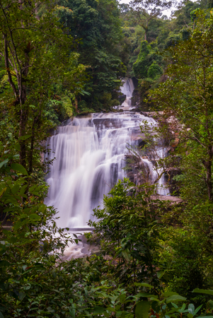 Wachirathan waterfall, Doi inthanon national park, Thailandの写真素材