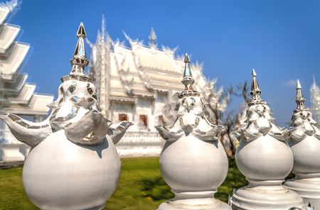 Wat Rong Khun, Chiang Rai White Temple, Thailandの写真素材