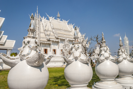 Wat Rong Khun, Chiang Rai White Temple, Thailandの写真素材