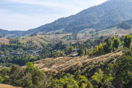 Small village in countryside near Pai, Thailandの写真素材