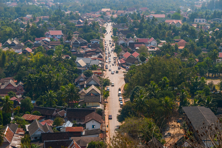 View over Luang Prabang from above, Laosの写真素材