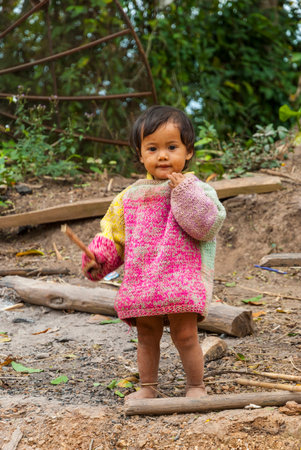 Luang Prabang, Laos - Feb 2016: Portrait of young Laotian girlのeditorial素材