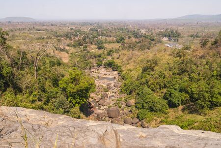 Tad Soung Waterfall from above, Laosの写真素材