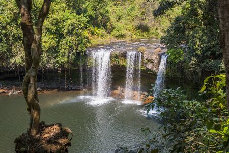 Thamchamp Pee waterfall near Paksong, Laosの写真素材