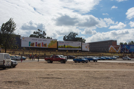 Addis Ababa, Ethiopia - Nov 2018: Great Ethiopian run expo at Meskel square. Great Ethiopian Run is the biggest running event in Africaのeditorial素材