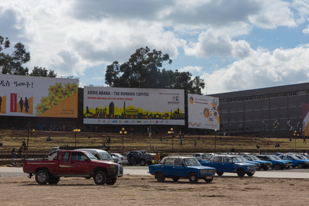Addis Ababa, Ethiopia - Nov 2018: Great Ethiopian run expo at Meskel square. Great Ethiopian Run is the biggest running event in Africaのeditorial素材