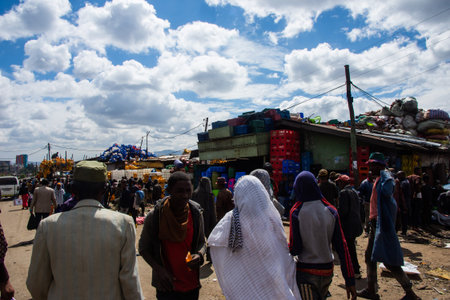 Addis Ababa, Ethiopia - Nov 2018: Mercato - large open air market considered to be the biggest...