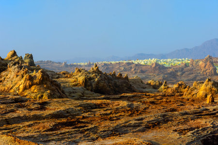 Colorful landscape of Dallol terrestrial hydrothermal system in Danakil desert, Ethiopiaの写真素材