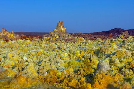 Colorful landscape of Dallol terrestrial hydrothermal system in Danakil desert, Ethiopiaの写真素材