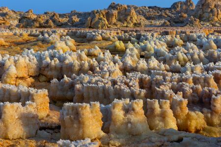 Close up of crystals of Dallol terrestrial hydrothermal system in Danakil desert, Ethiopiaの写真素材