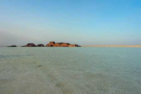 Danakil depression with salt lake and crystals, Dallol desert, Ethiopia