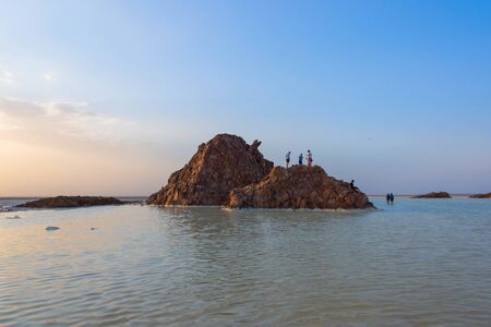 Danakil depression with salt lake and crystals, Dallol desert, Ethiopiaの写真素材