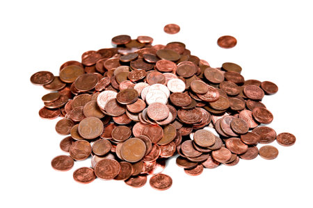 European cents, isolated on white 