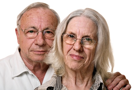Beautiful senior couple, isolated on white の写真素材
