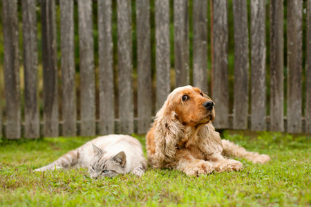 Cat and Dog friendshipの写真素材