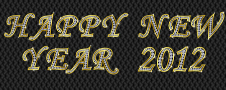 New year 2012 golden with diamonds