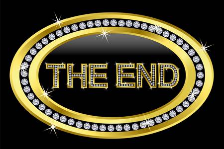 The end icon, golden button with diamondsのイラスト素材