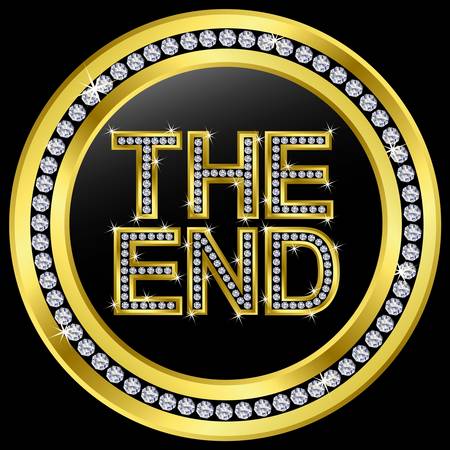 The end icon, golden button with diamondsのイラスト素材