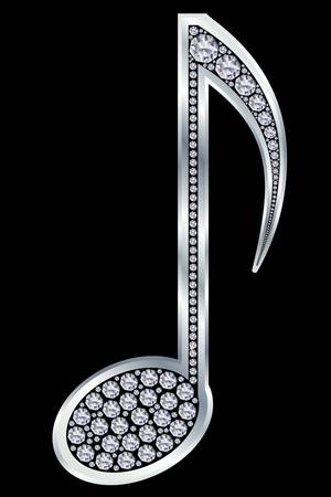 Music note silver with diamondsのイラスト素材