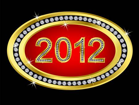 New year 2012 icon golden with diamondsのイラスト素材