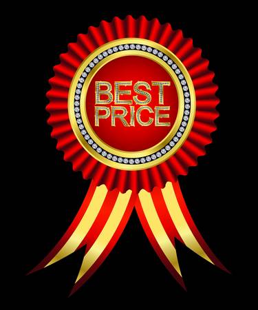 Best price, golden labels with diamonds and ribbonsのイラスト素材