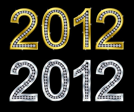 New year 2012 golden and silver with diamondsのイラスト素材
