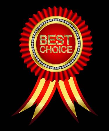 Best choice, golden label with diamonds and ribbonsのイラスト素材