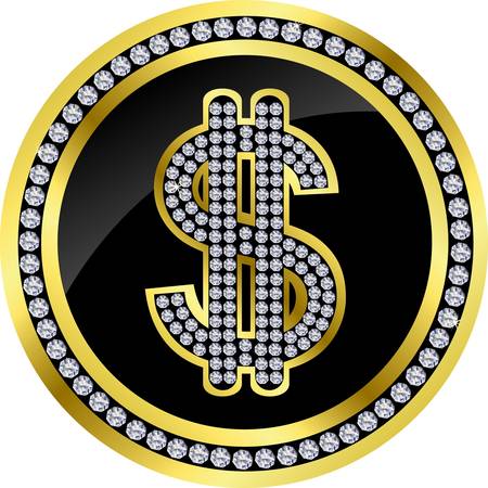 Dollar golden icon with diamondsのイラスト素材