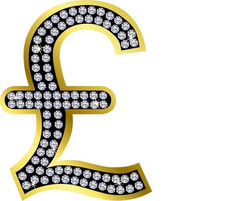 Pound golden sign with diamonds のイラスト素材