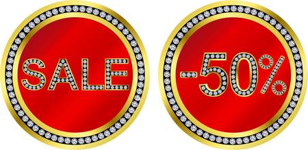 Golden sale set with diamondsのイラスト素材