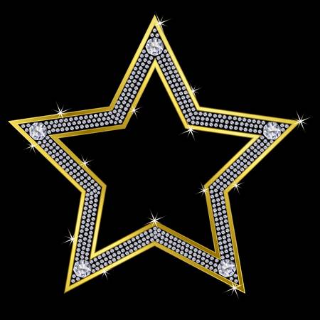 Golden star with diamonds, vector のイラスト素材