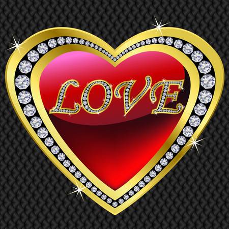 Golden heart for Valentine day, vectorのイラスト素材